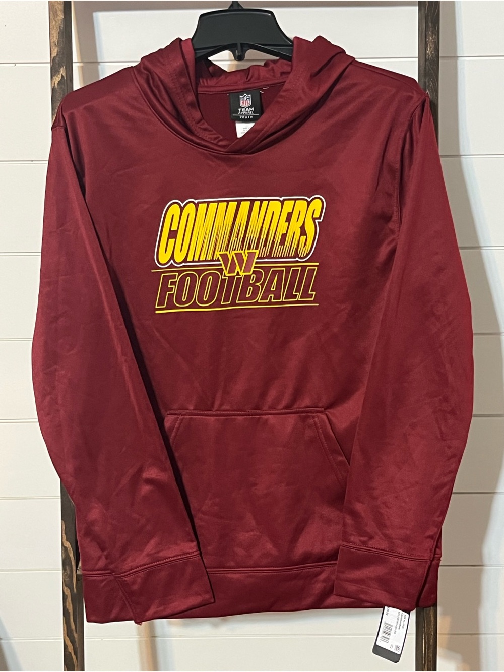 NFL Commanders Maroon Zip-Up Style Hoodie with Yellow Logo